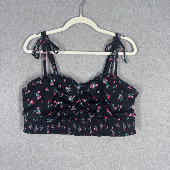 torrid Other - Torrid Bralette Size 3X Black Cherry Satin Smocked Ruched Coquette Cute Goth